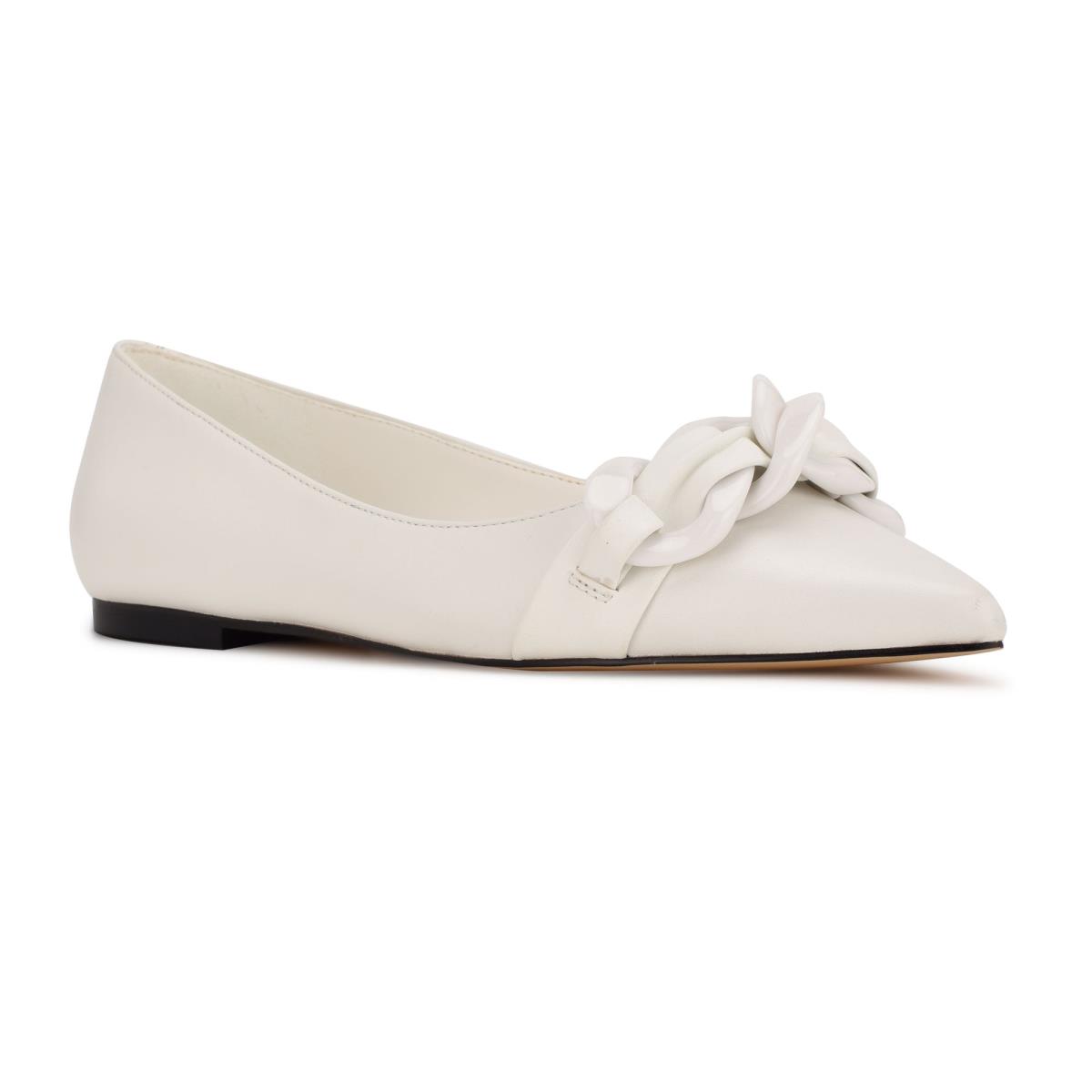 Nine West Buyme Pointy Toe Ballet Flats White | TANO98754