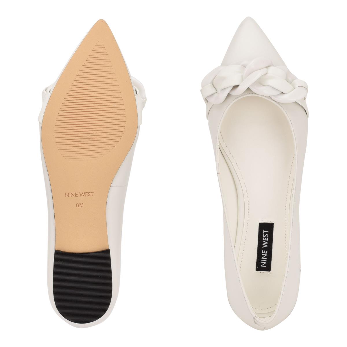 Nine West Buyme Pointy Toe Ballet Flats White | TANO98754