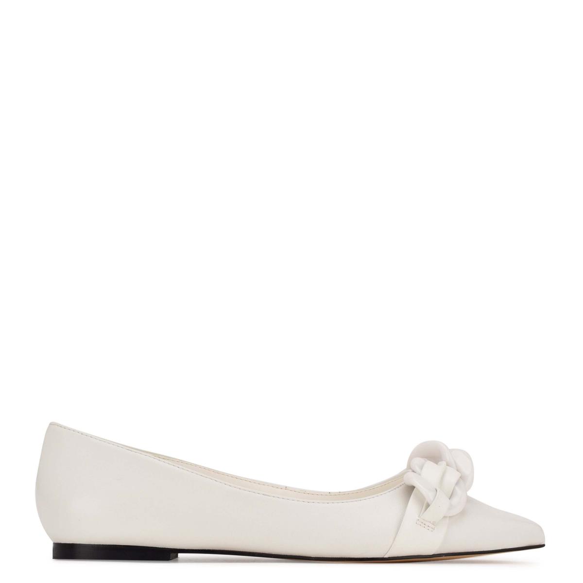 Nine West Buyme Pointy Toe Ballet Flats White | TANO98754