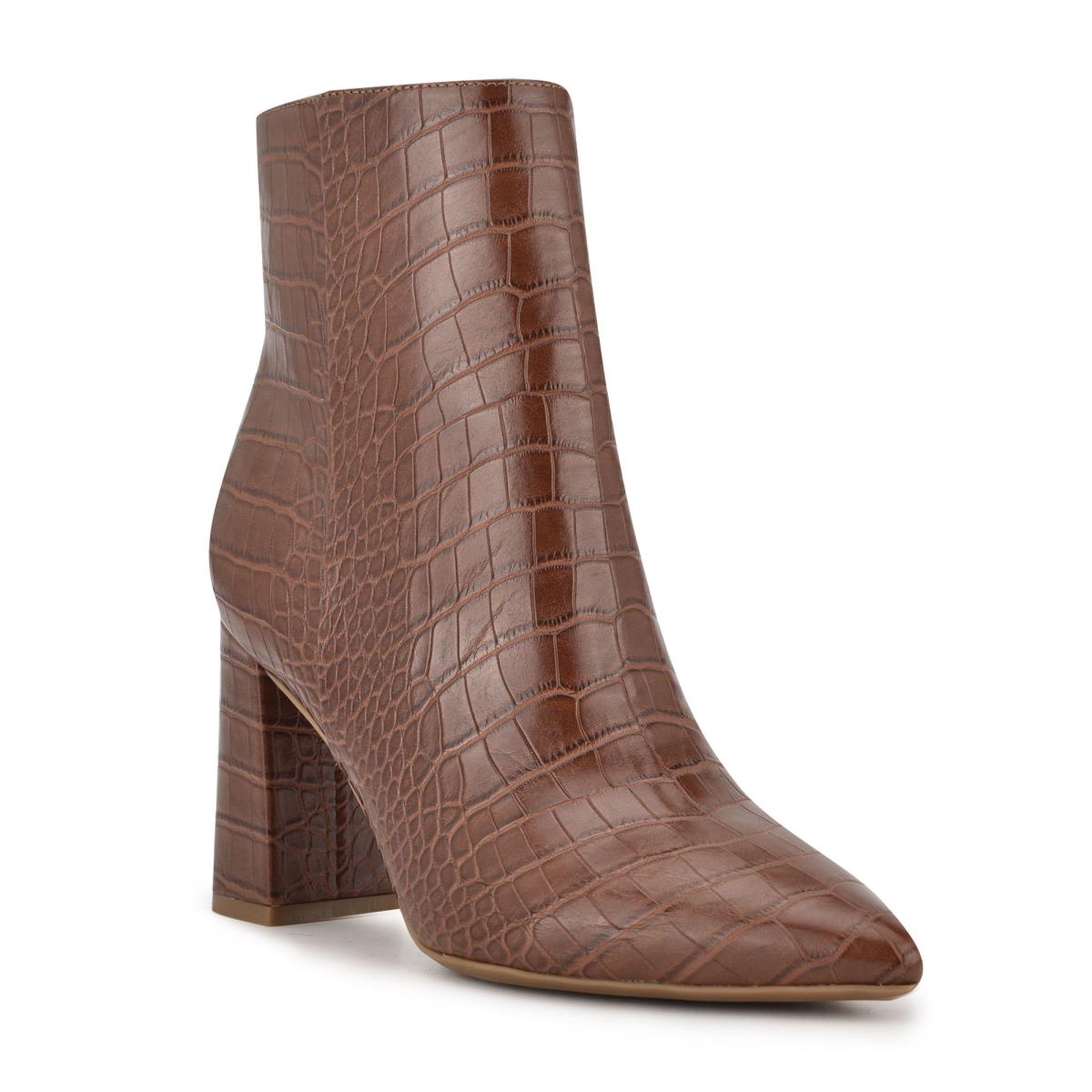 Nine West Cacey 9x9 Heeled Booties Brown | SVKL64580