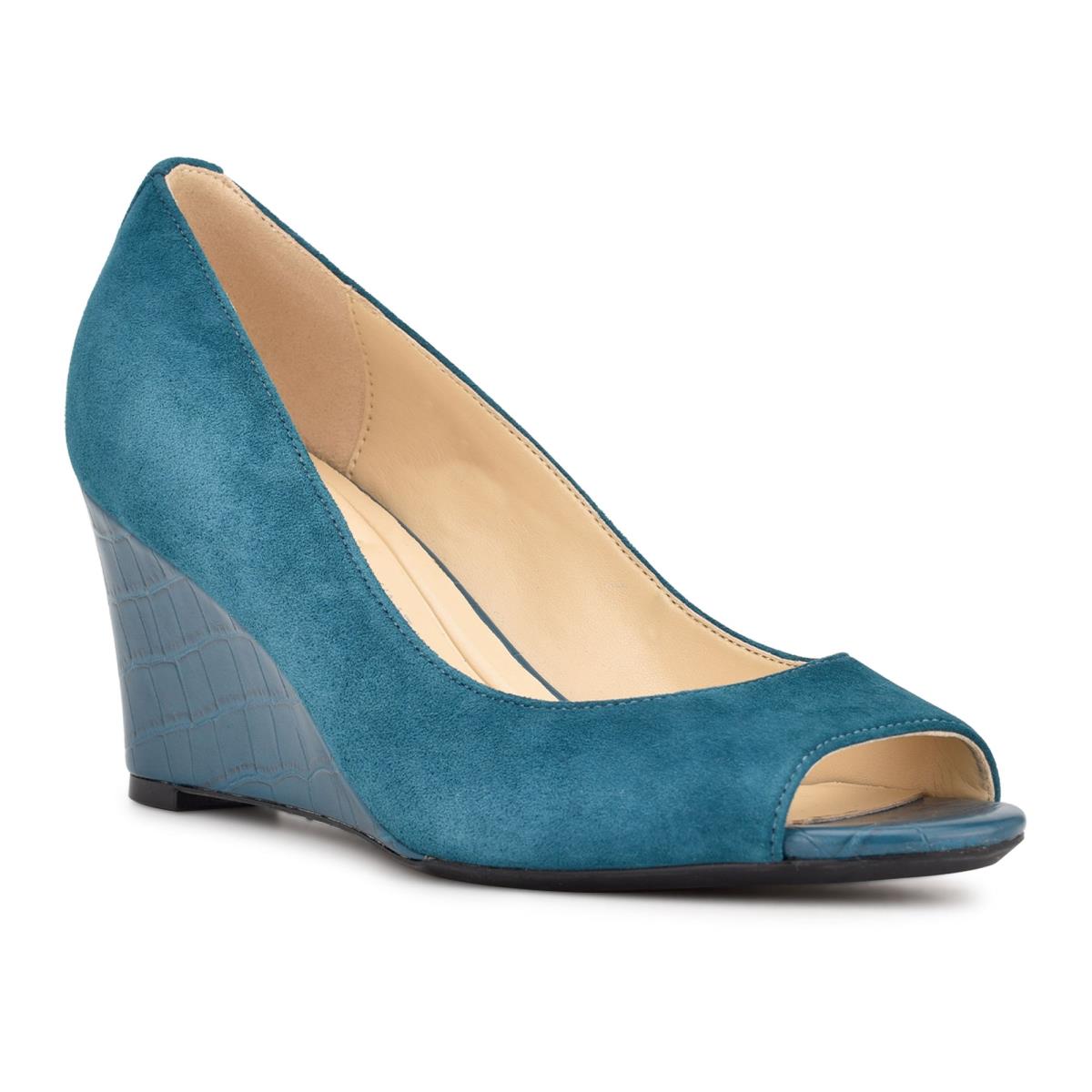 Nine West Cape 9x9 Dress Wedges Turquoise | EZNA01832