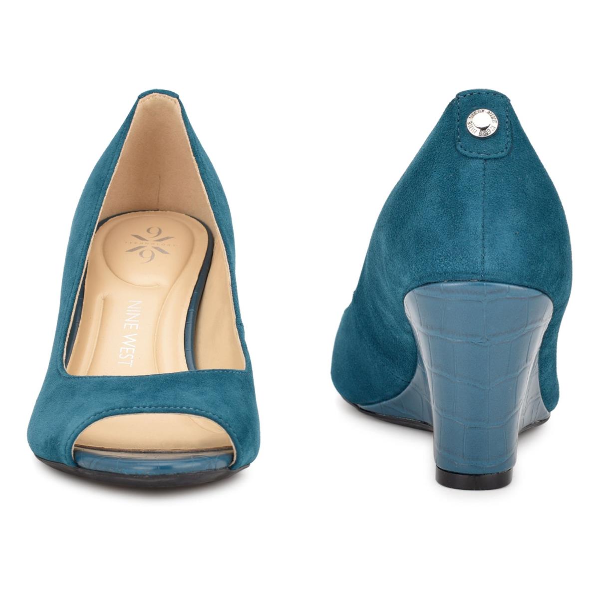 Nine West Cape 9x9 Dress Wedges Turquoise | EZNA01832