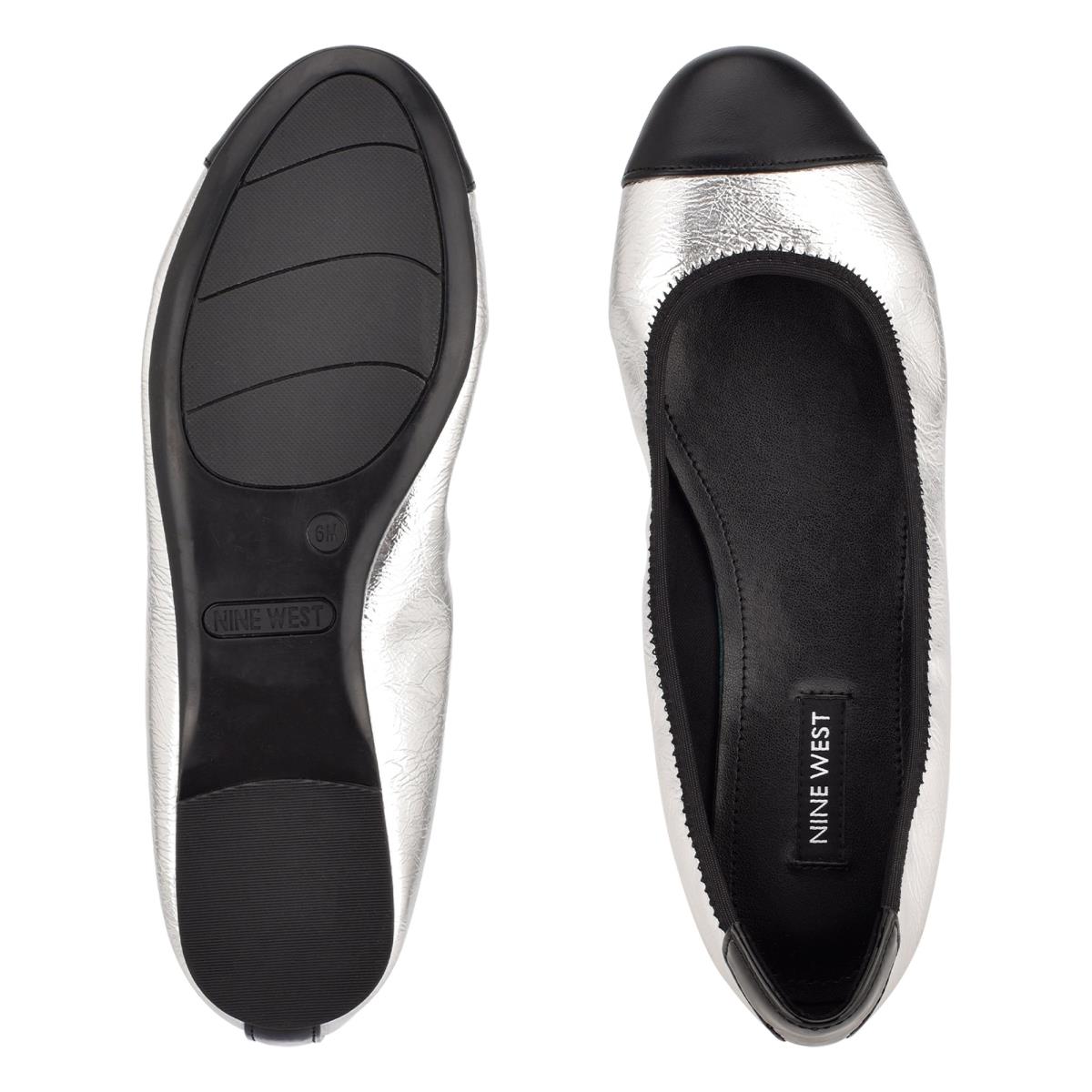 Nine West Capted Ballet Ballet Flats Silver | FOWP69450