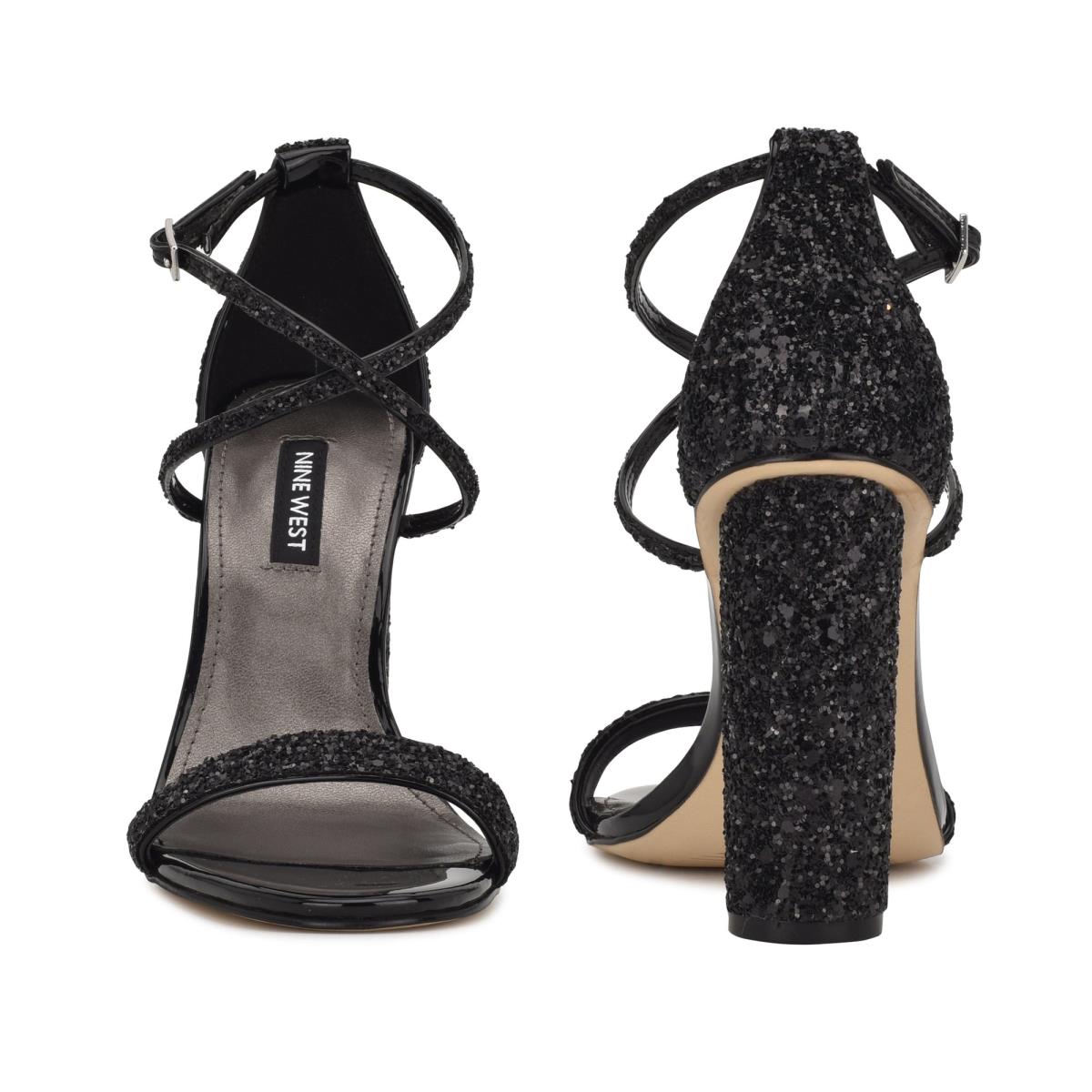 Nine West Celebra Heels Sandals Black | ZJRU81906