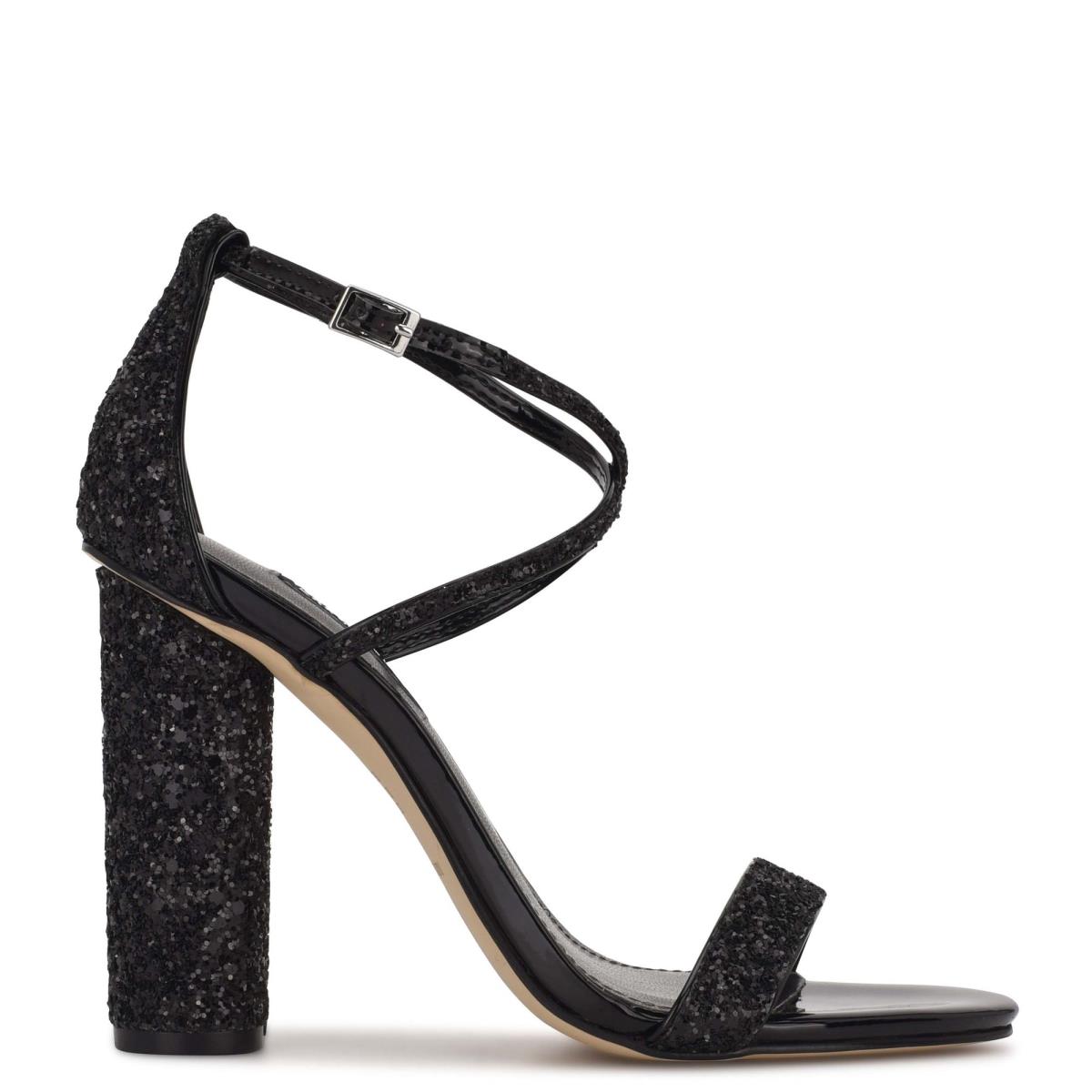 Nine West Celebra Heels Sandals Black | ZJRU81906