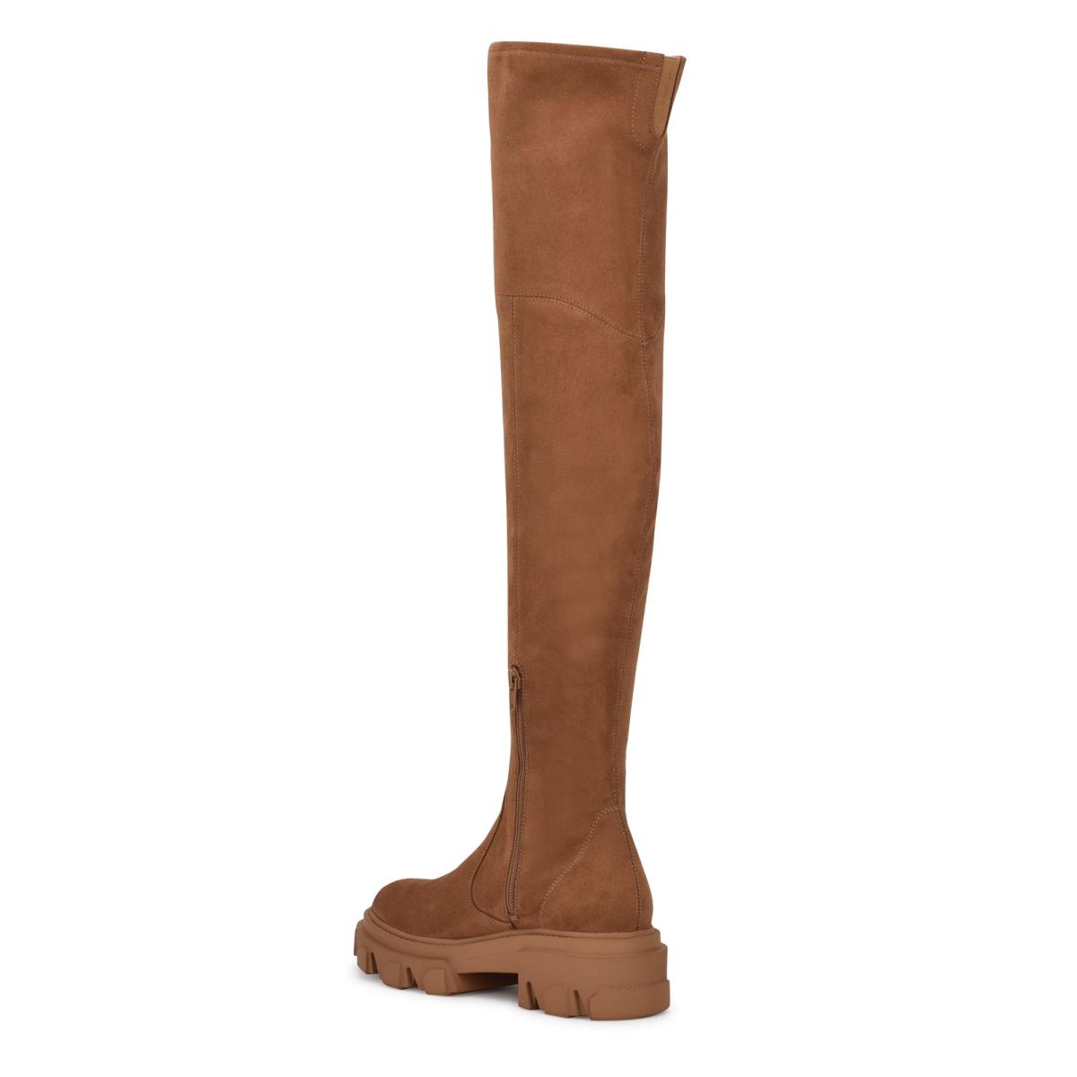 Nine West Cellie Over the Knee Lug Sole Boots Brown | EBWL34780