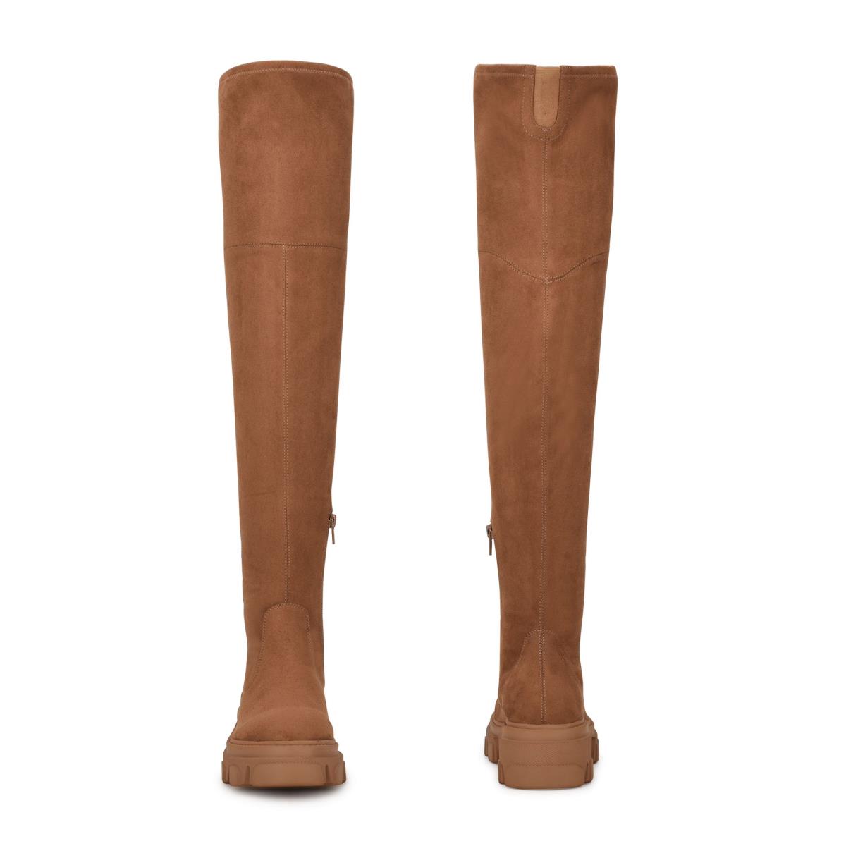 Nine West Cellie Over the Knee Lug Sole Boots Brown | EBWL34780