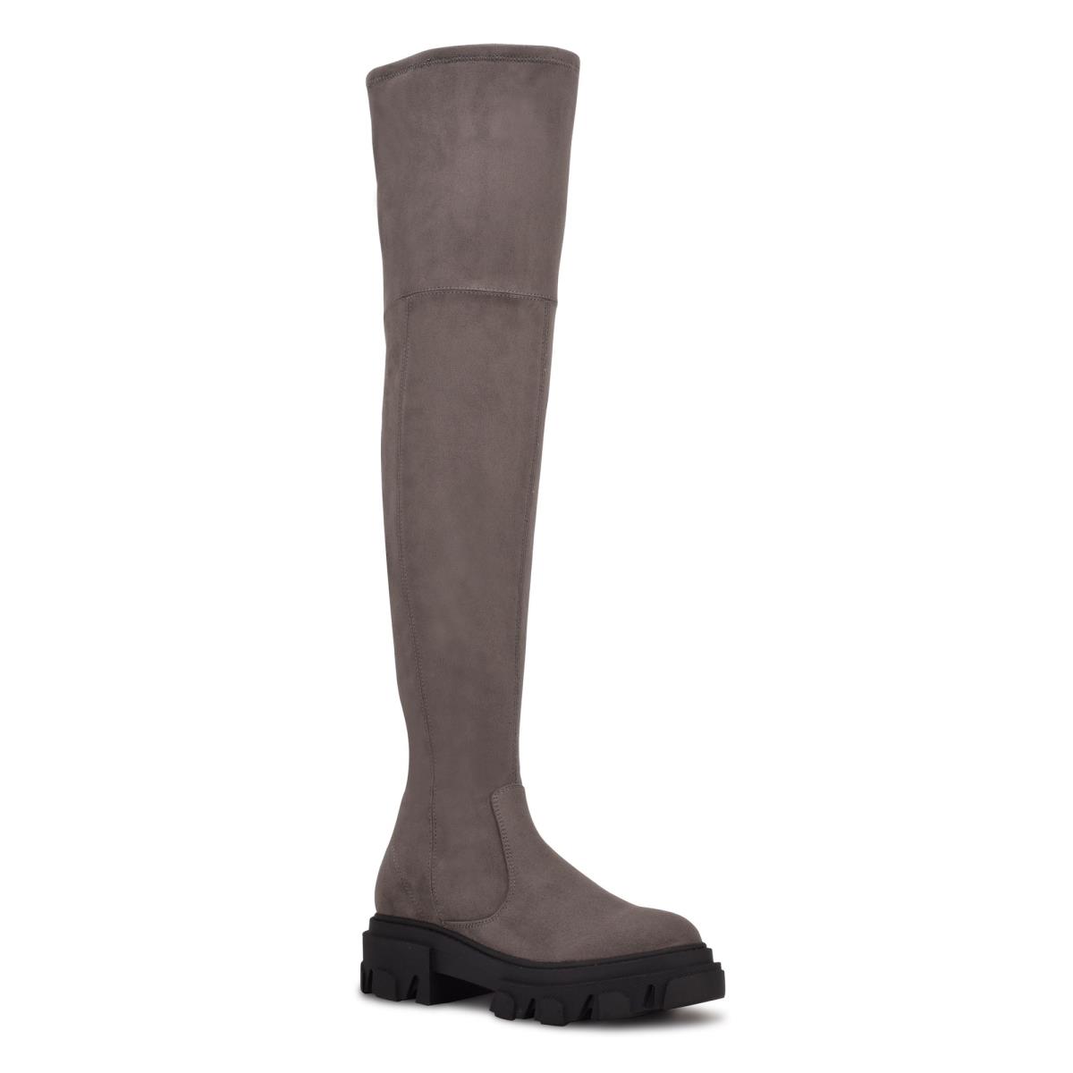 Nine West Cellie Over the Knee Lug Sole Boots Grey | OXKA50641