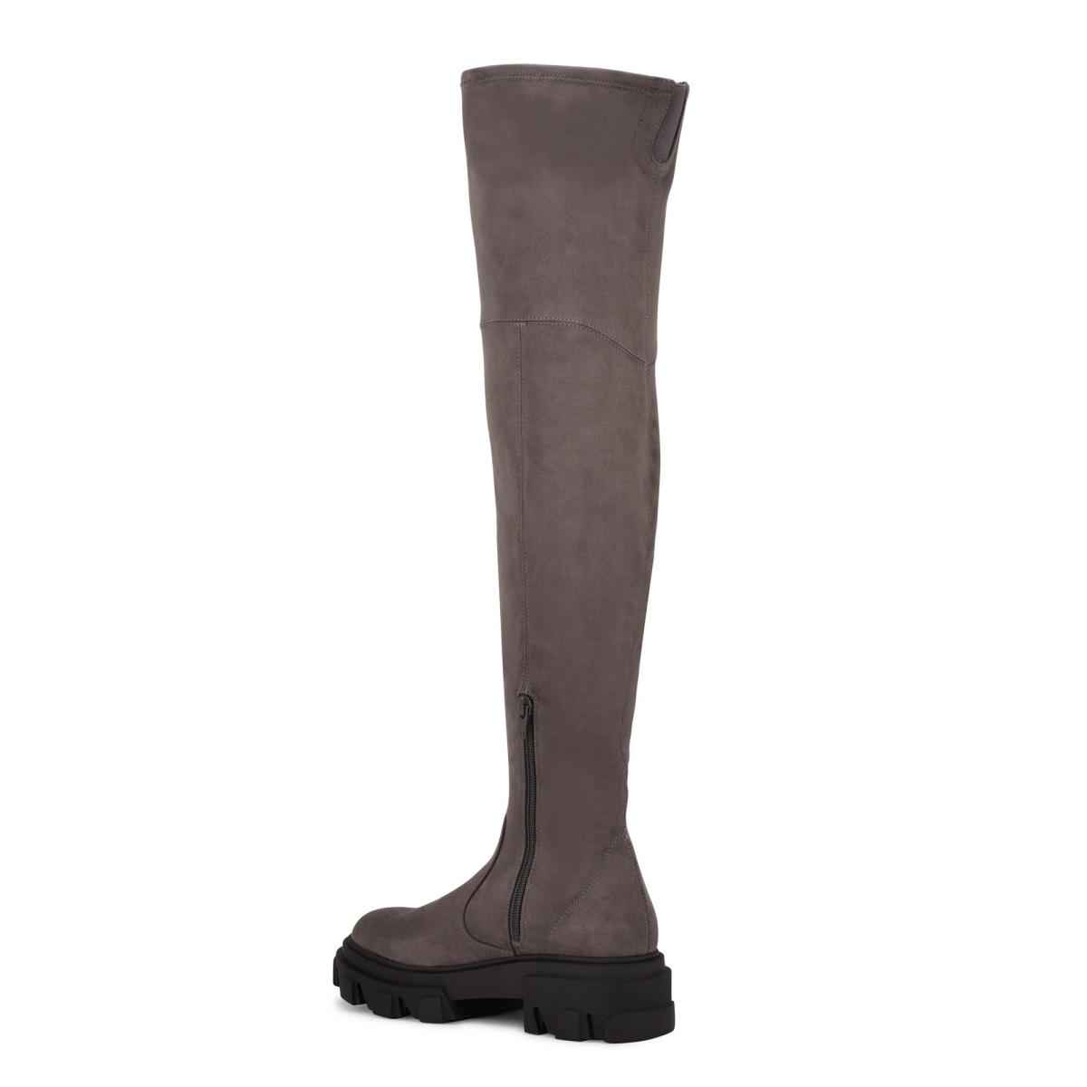 Nine West Cellie Over the Knee Lug Sole Boots Grey | OXKA50641