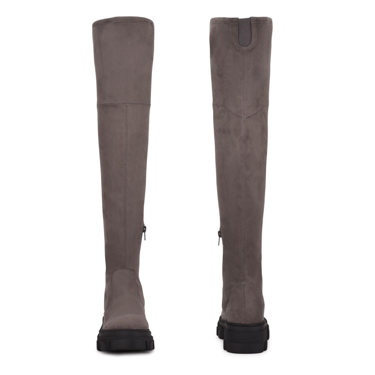 Nine West Cellie Over the Knee Lug Sole Boots Grey | OXKA50641