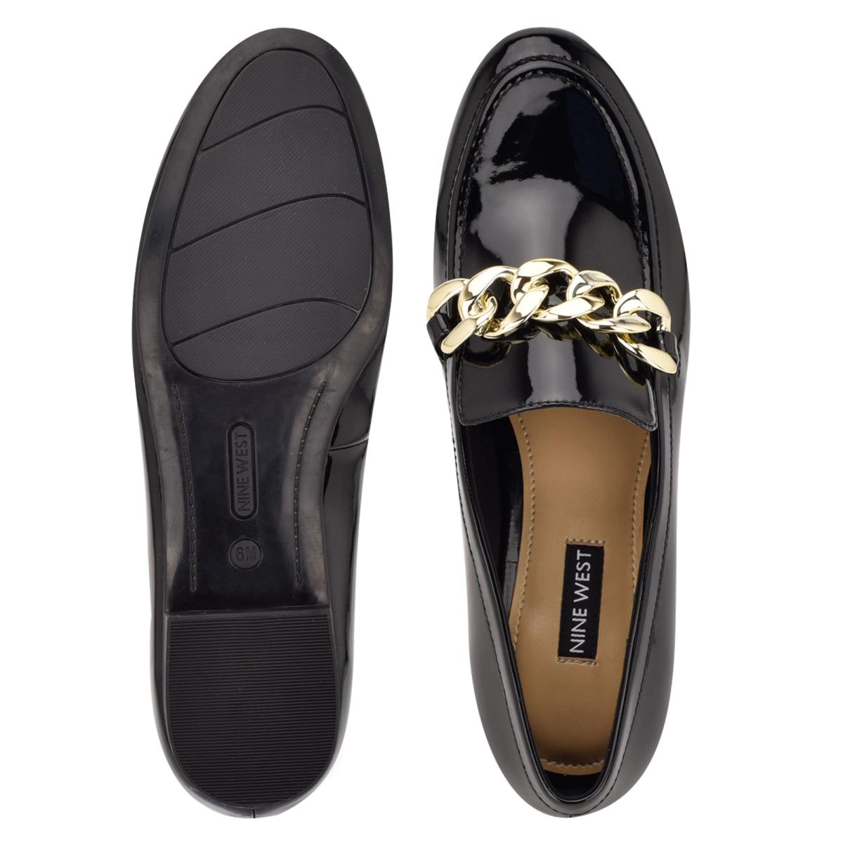 Nine West Chain Slip-On Loafers Black | FJHY96024