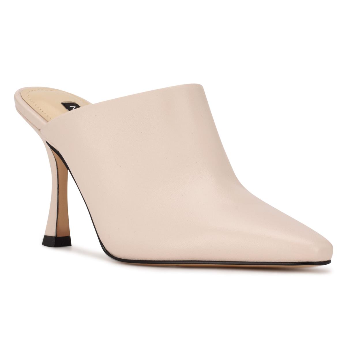 Nine West Ciao Heel Mules Cream | GBNQ56981