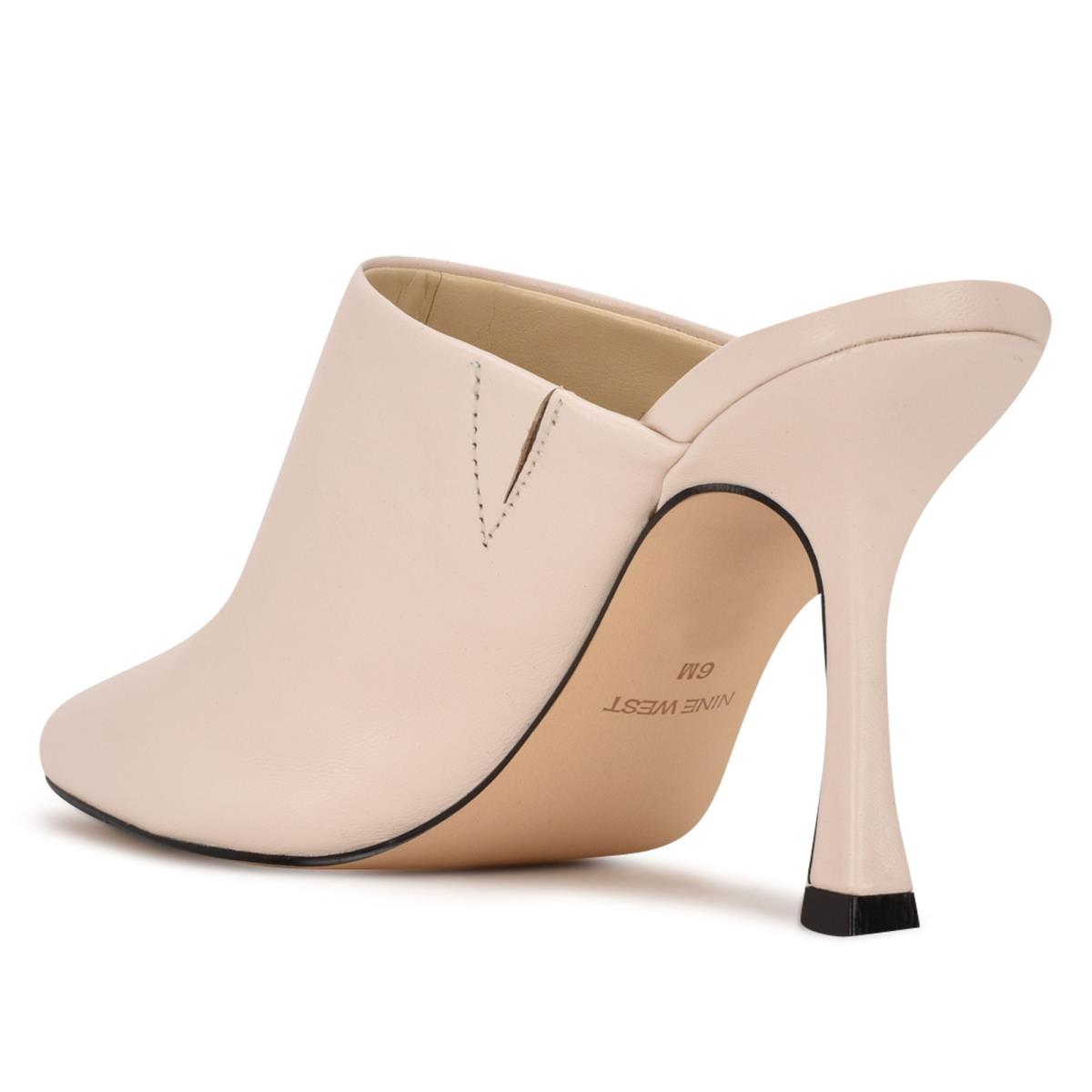 Nine West Ciao Heel Mules Cream | GBNQ56981