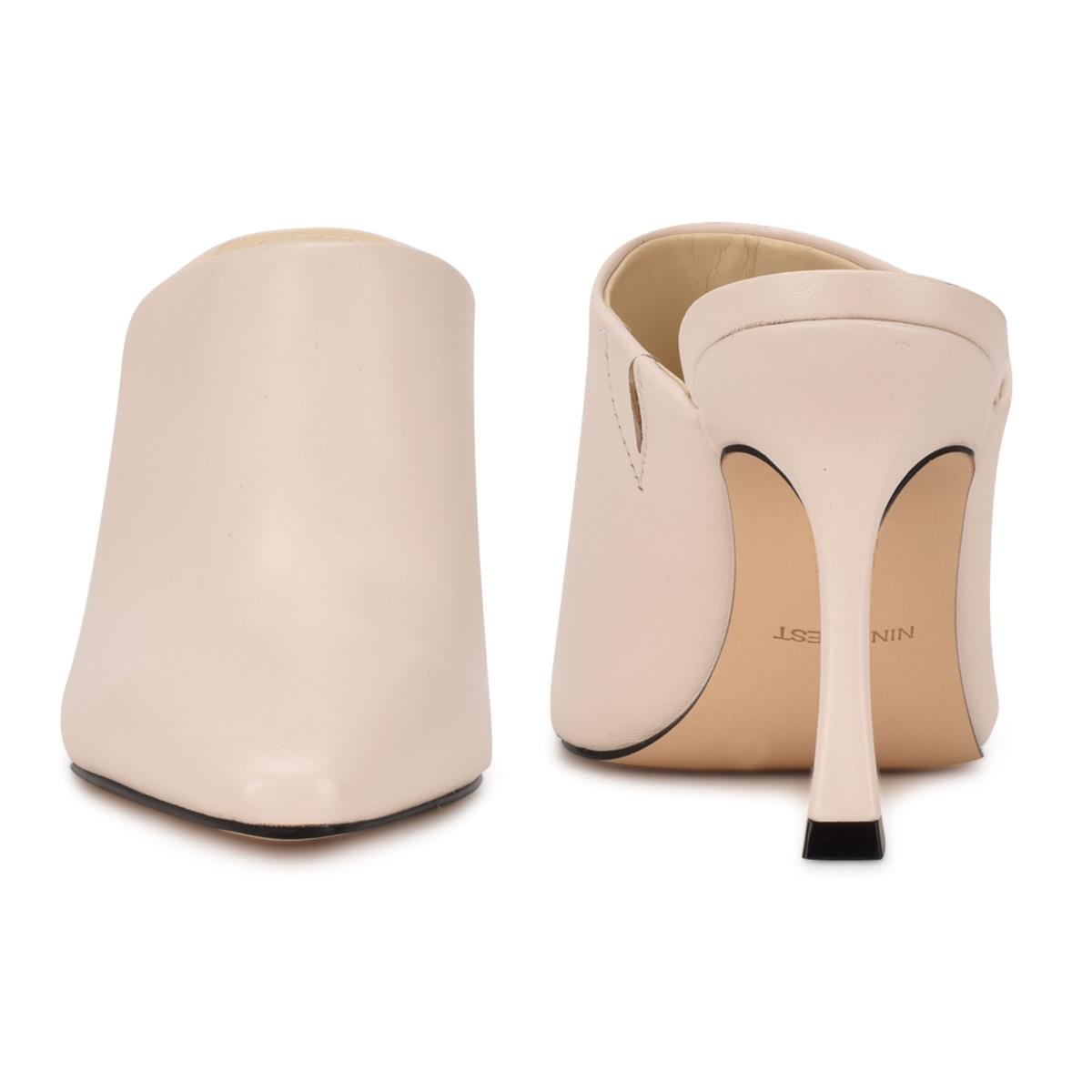 Nine West Ciao Heel Mules Cream | GBNQ56981