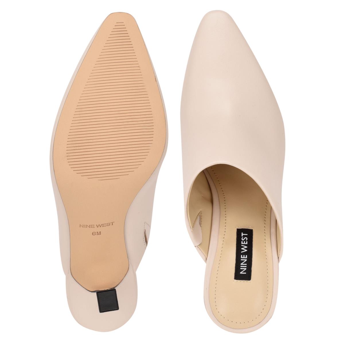 Nine West Ciao Heel Mules Cream | GBNQ56981