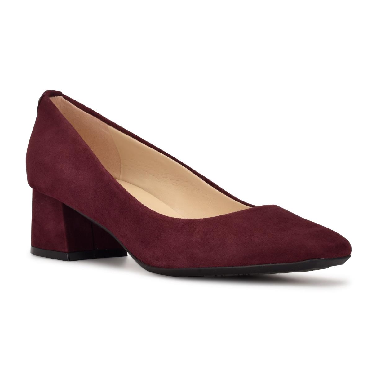 Nine West Cloe 9x9 Block Heel Pumps Claret | CXAF31275