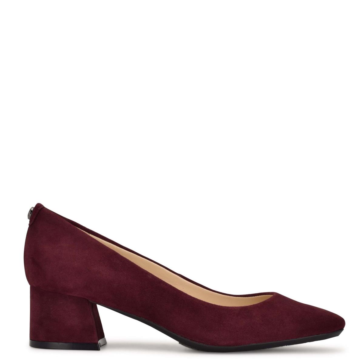 Nine West Cloe 9x9 Block Heel Pumps Claret | CXAF31275