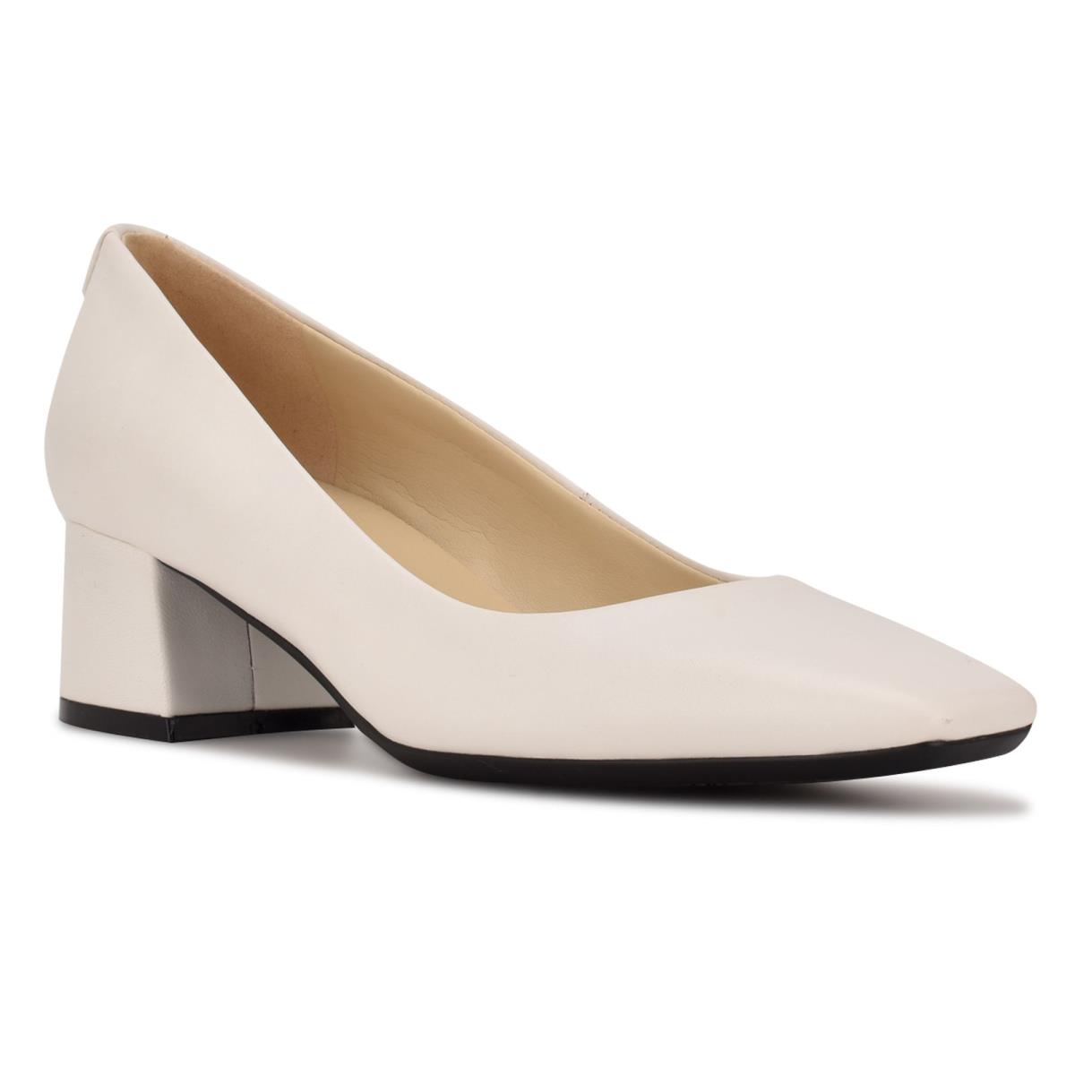 Nine West Cloe 9x9 Block Heel Pumps Cream | CIUG86352