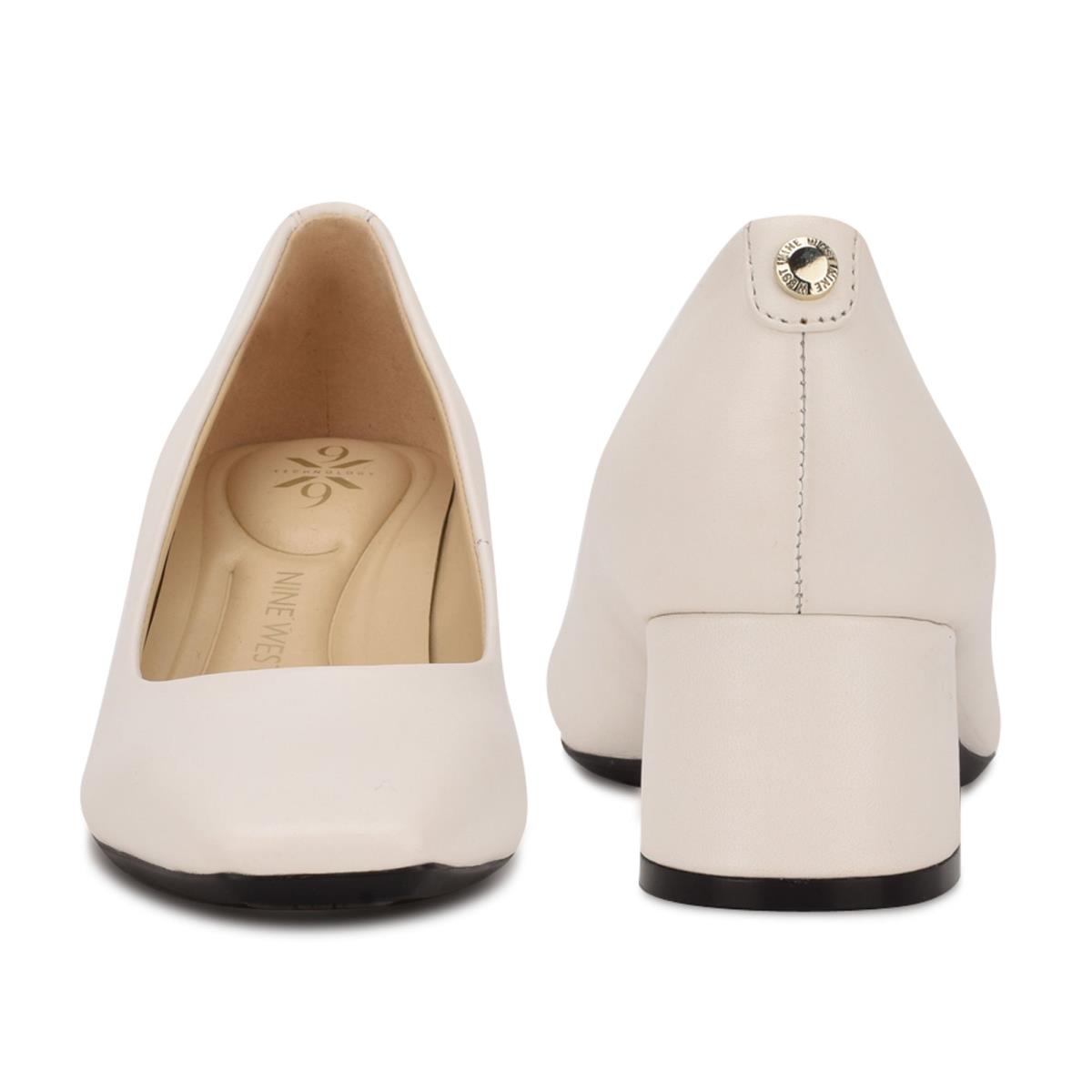 Nine West Cloe 9x9 Block Heel Pumps Cream | CIUG86352