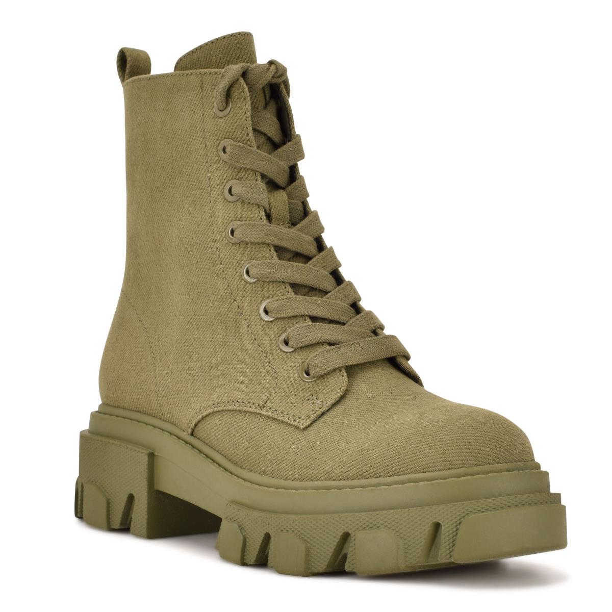 Nine West Clover Lug Sole Boots Olive | HPFV78931