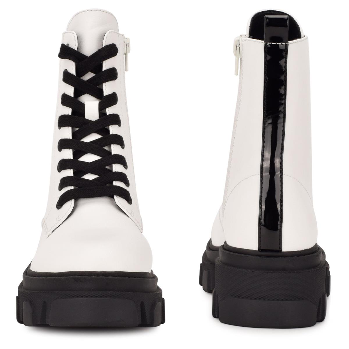 Nine West Clover Lug Sole Boots White | GEFT04687