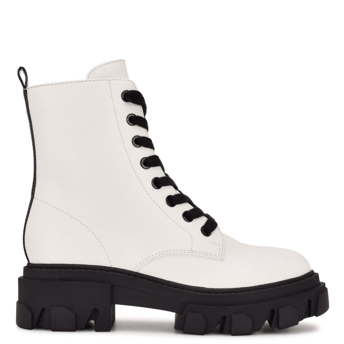 Nine West Clover Lug Sole Boots White | GEFT04687