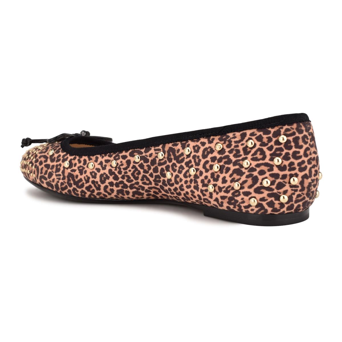 Nine West Curvy Studded Ballet Ballet Flats Leopard / Brown | RHKN48159