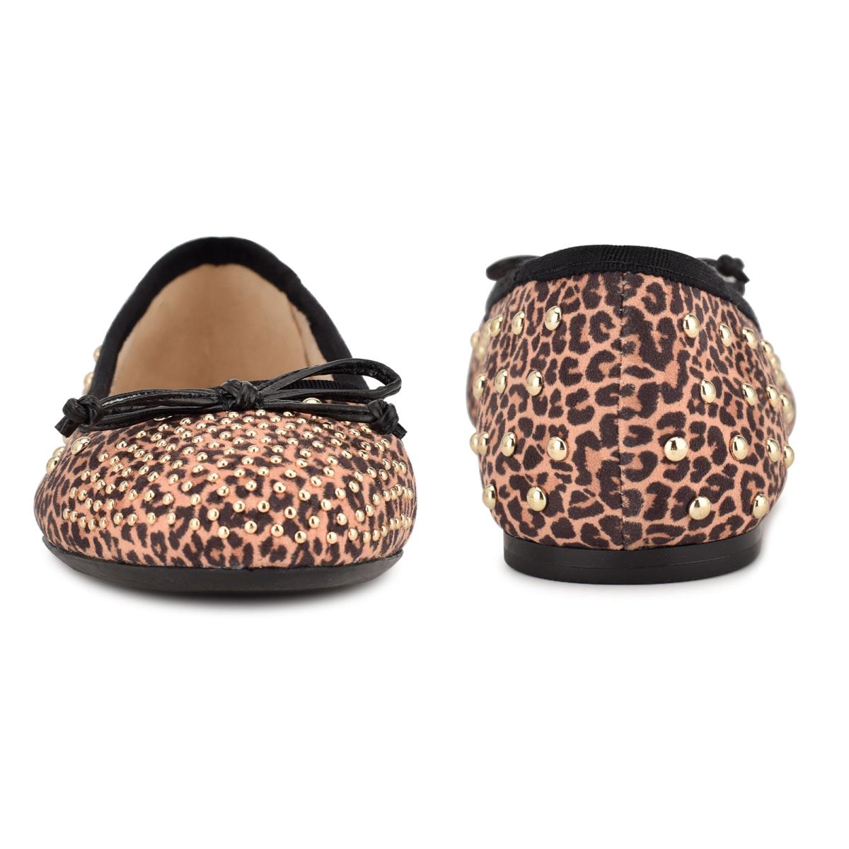 Nine West Curvy Studded Ballet Ballet Flats Leopard / Brown | RHKN48159