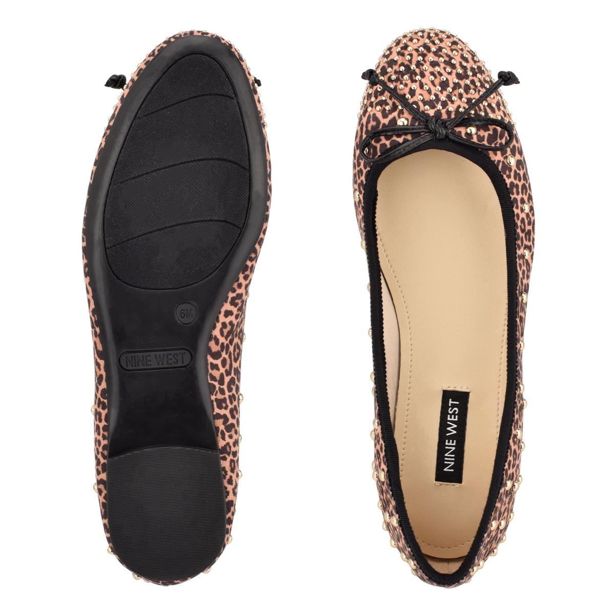 Nine West Curvy Studded Ballet Ballet Flats Leopard / Brown | RHKN48159