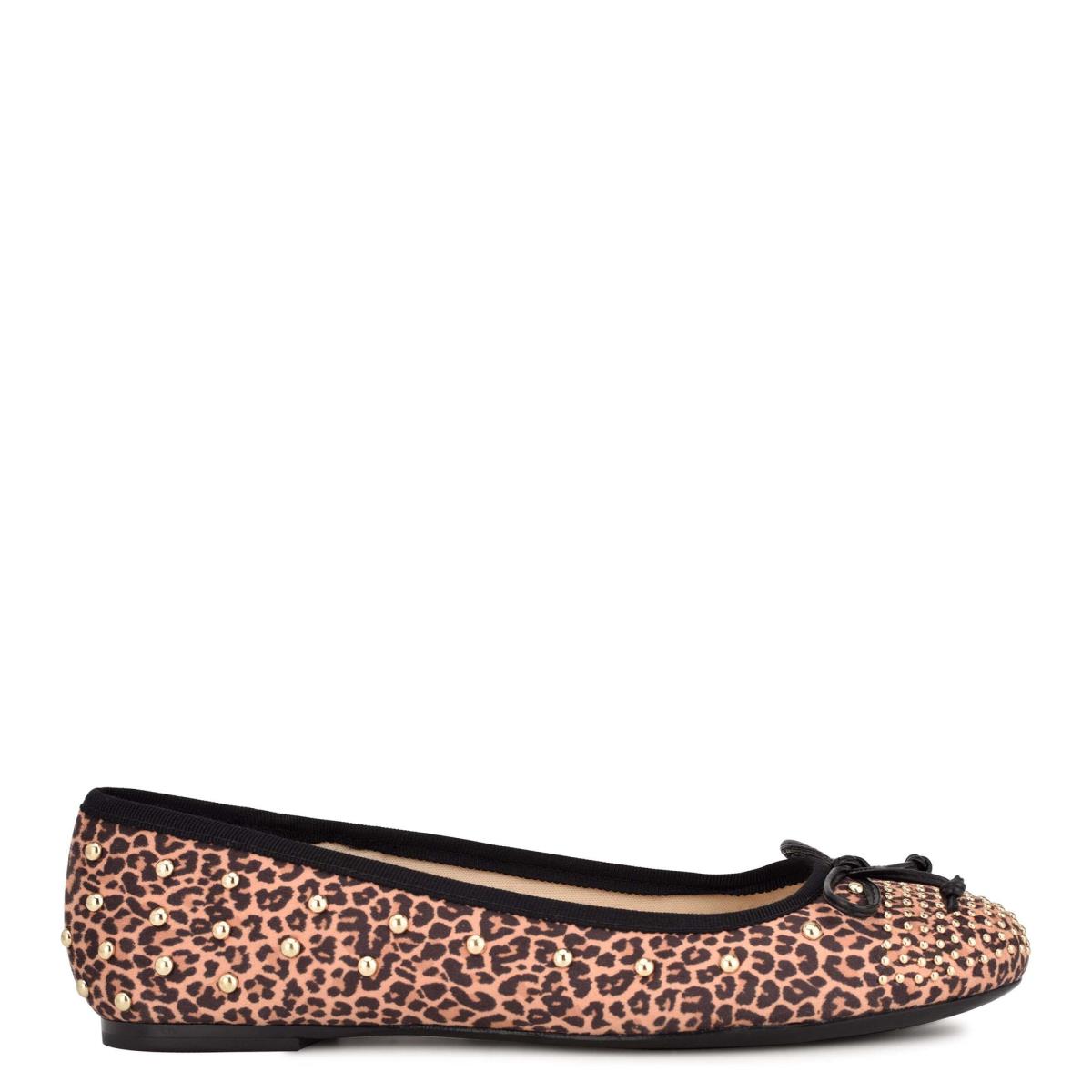 Nine West Curvy Studded Ballet Ballet Flats Leopard / Brown | RHKN48159