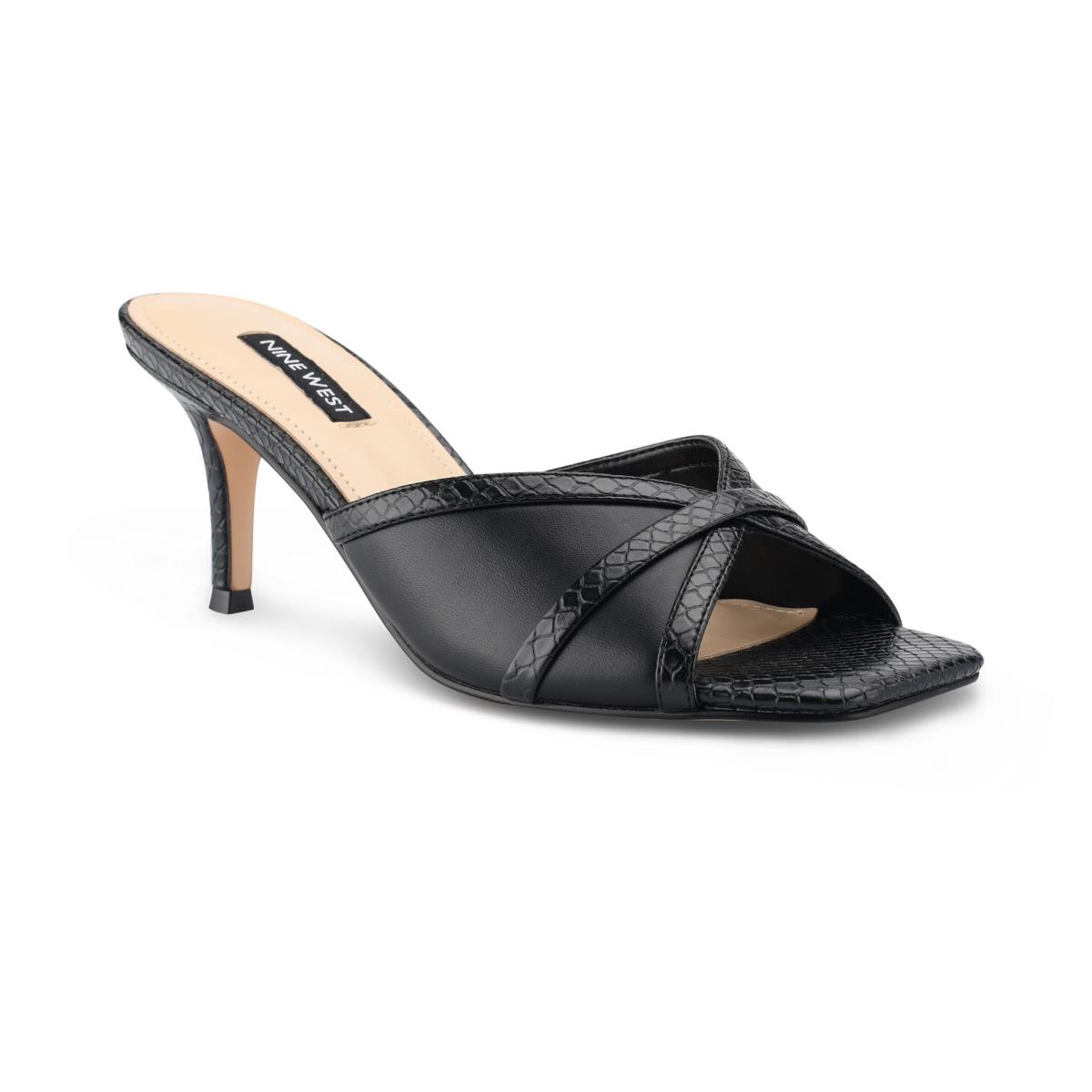 Nine West Dainty Heeled Slide Sandals Black | VHMJ23098