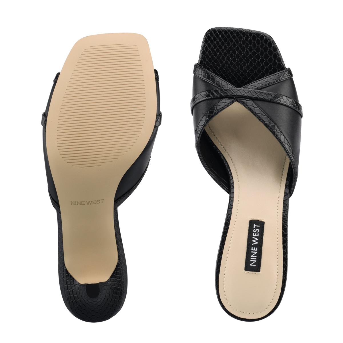 Nine West Dainty Heeled Slide Sandals Black | VHMJ23098