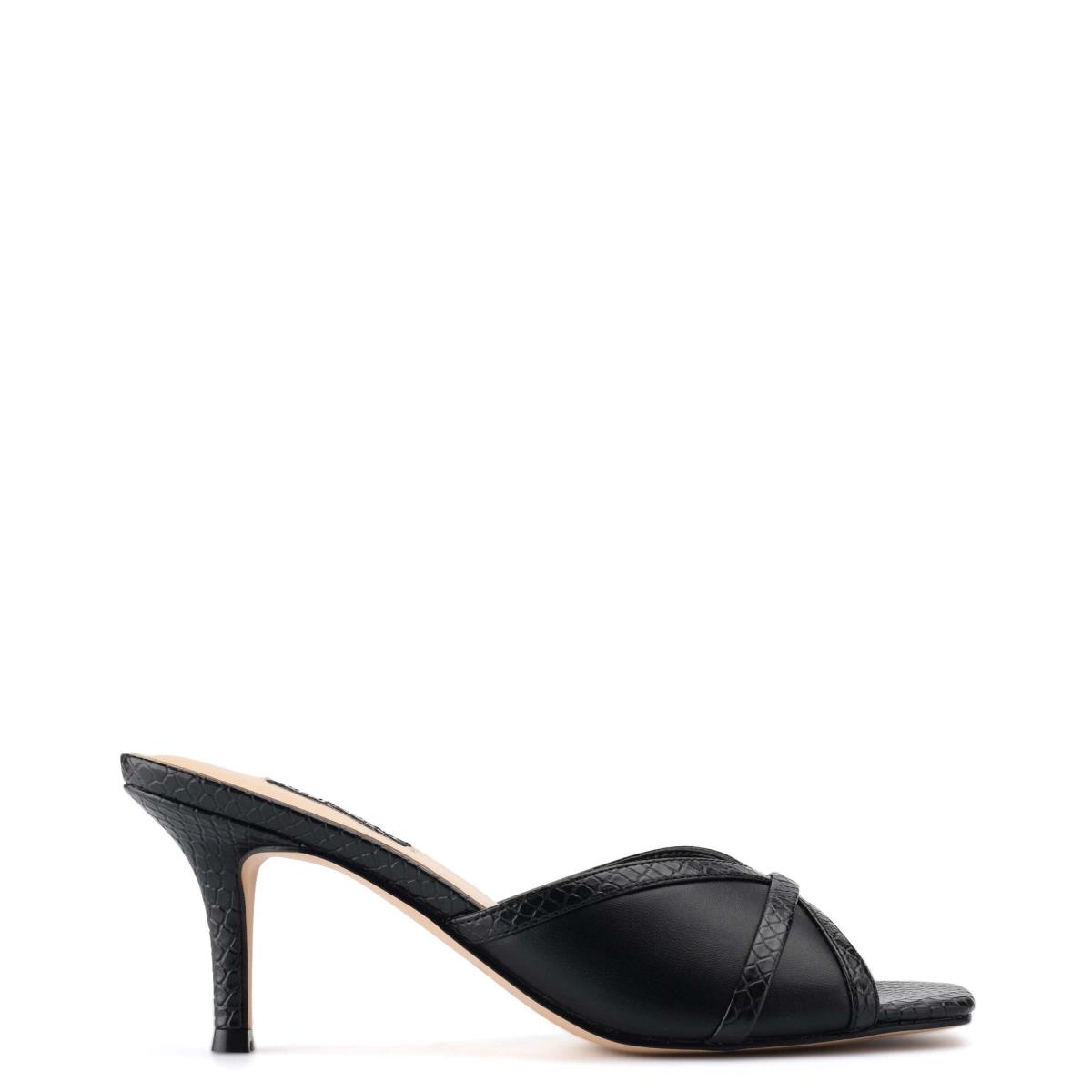 Nine West Dainty Heeled Slide Sandals Black | VHMJ23098