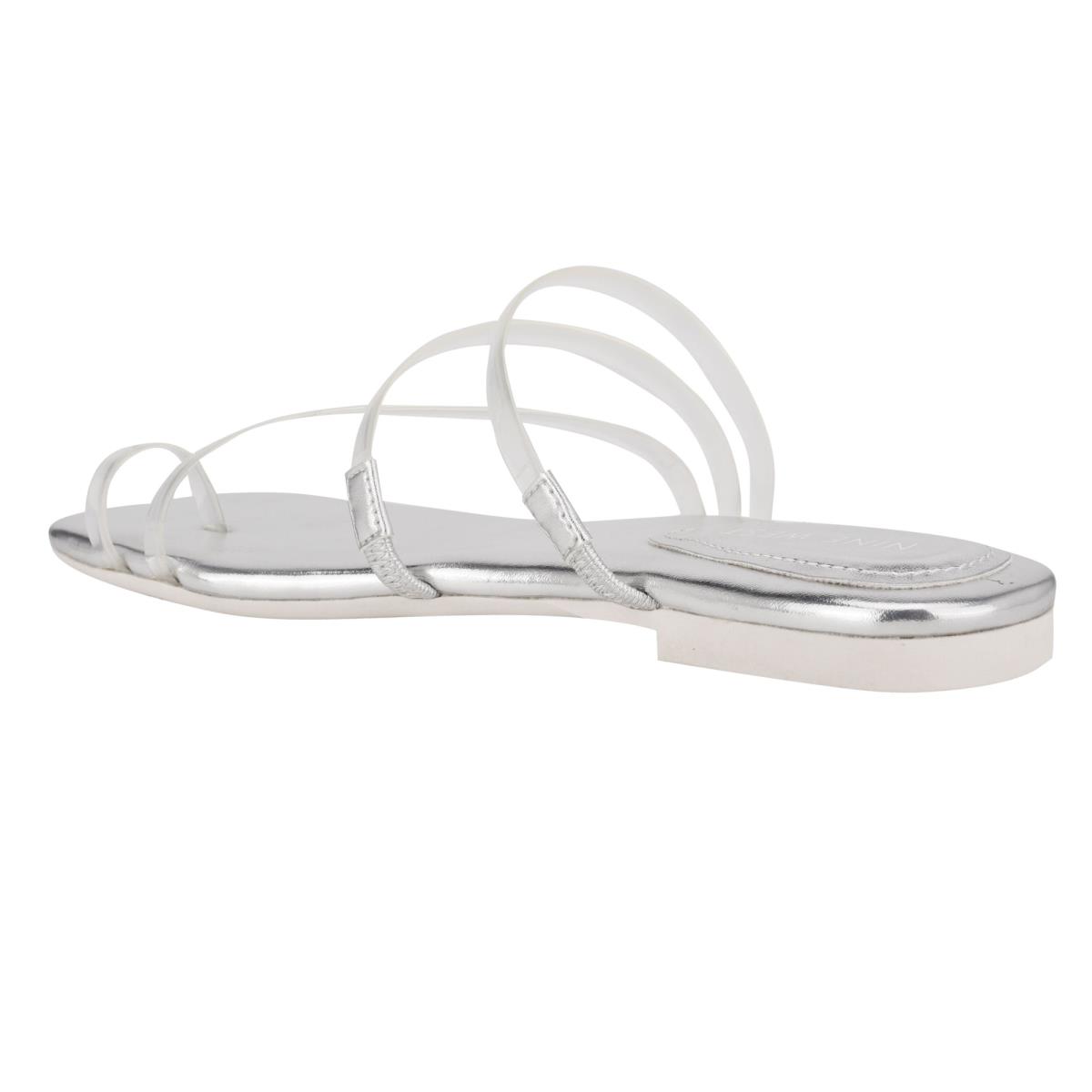 Nine West Darbie Flat Toe Ring Slide Sandals Silver | YAZG60315