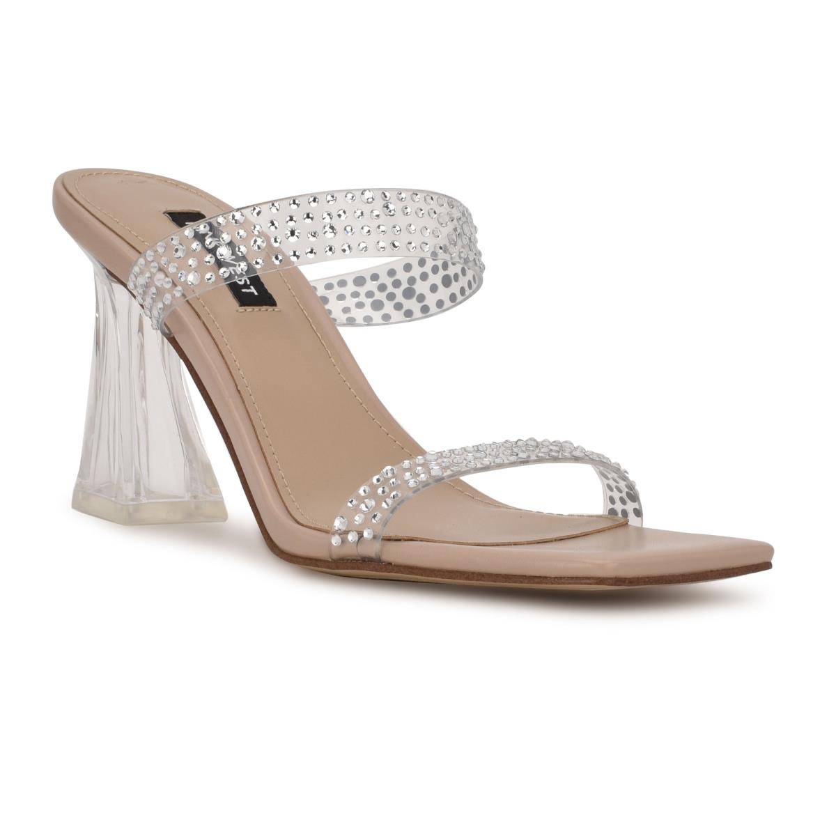 Nine West Darla Heeled Slide Sandals Beige | JOXC38075