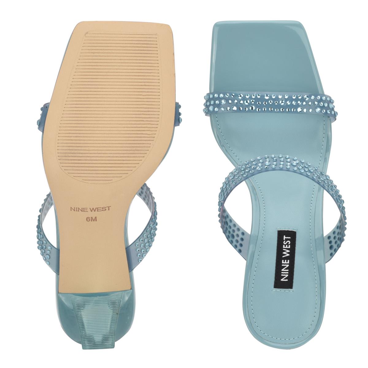 Nine West Darla Heeled Slide Sandals Blue | FYMT90157