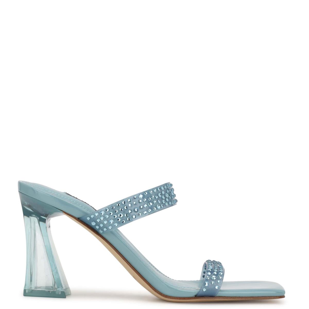 Nine West Darla Heeled Slide Sandals Blue | FYMT90157