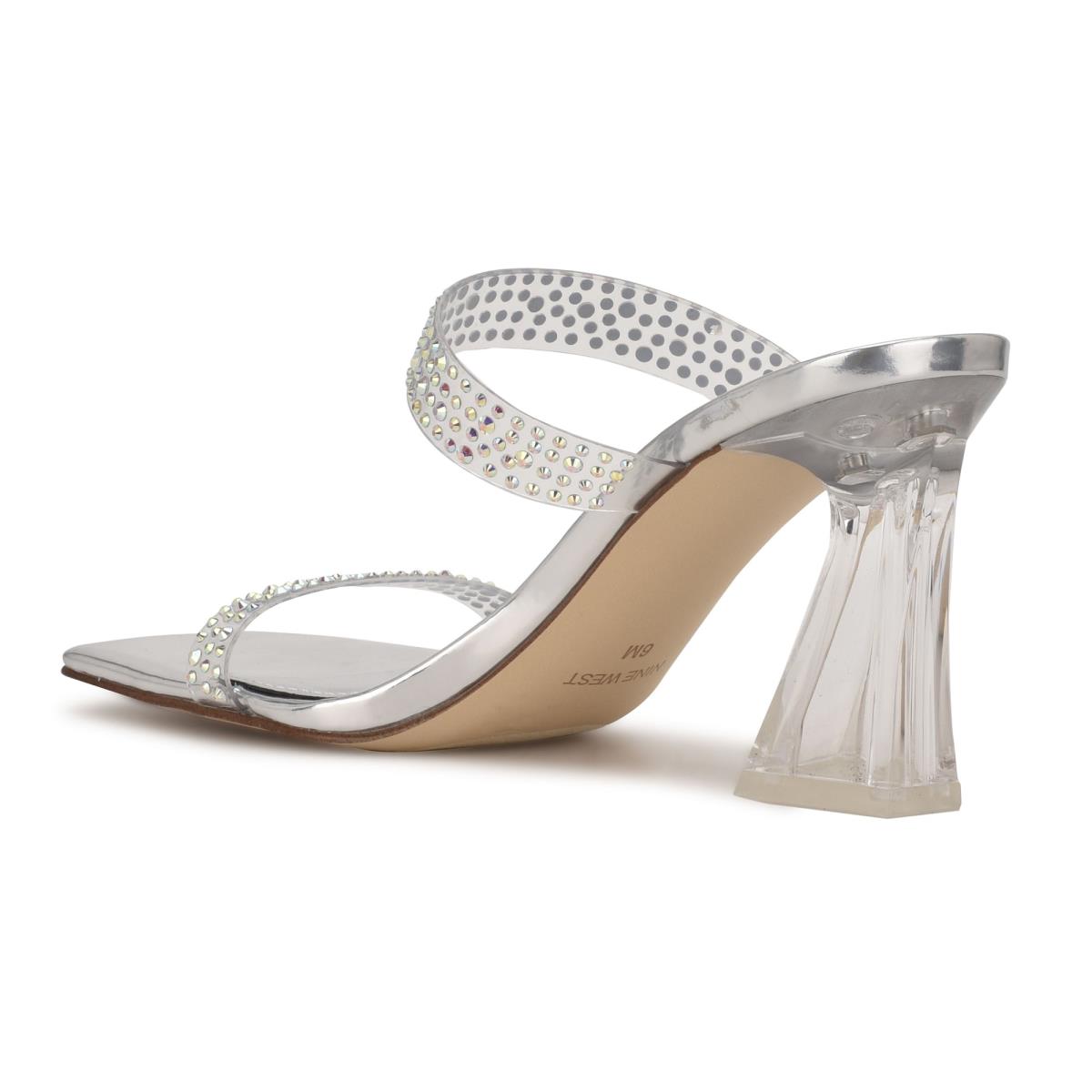 Nine West Darla Heeled Slide Sandals Silver | NDAB20958