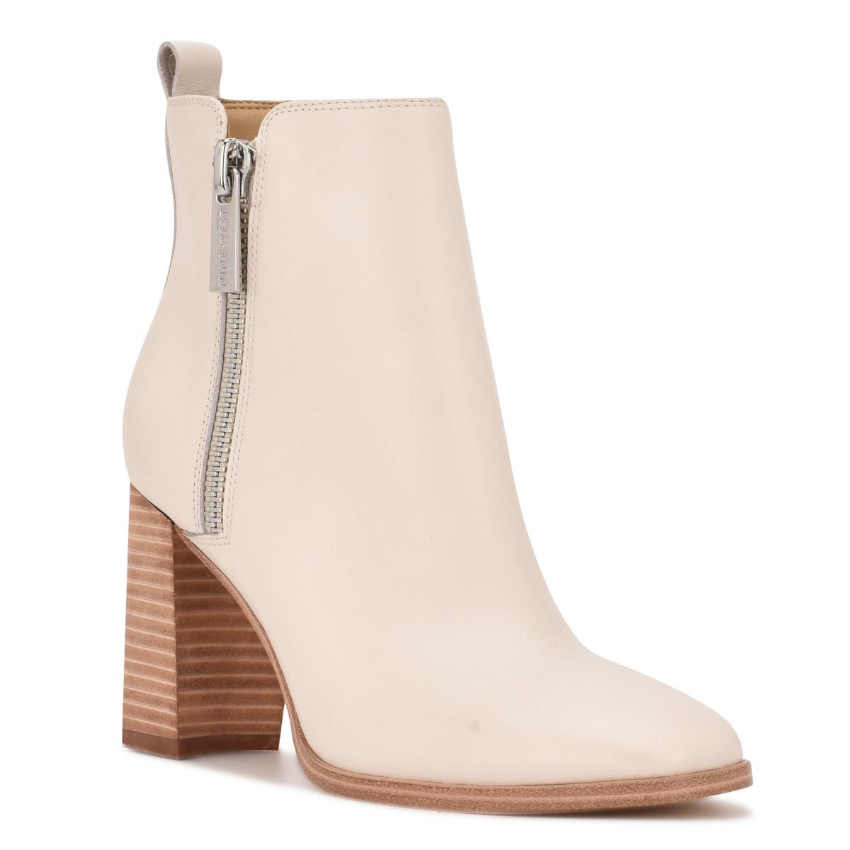 Nine West Dips Block Heel Booties Beige | DKJL63705