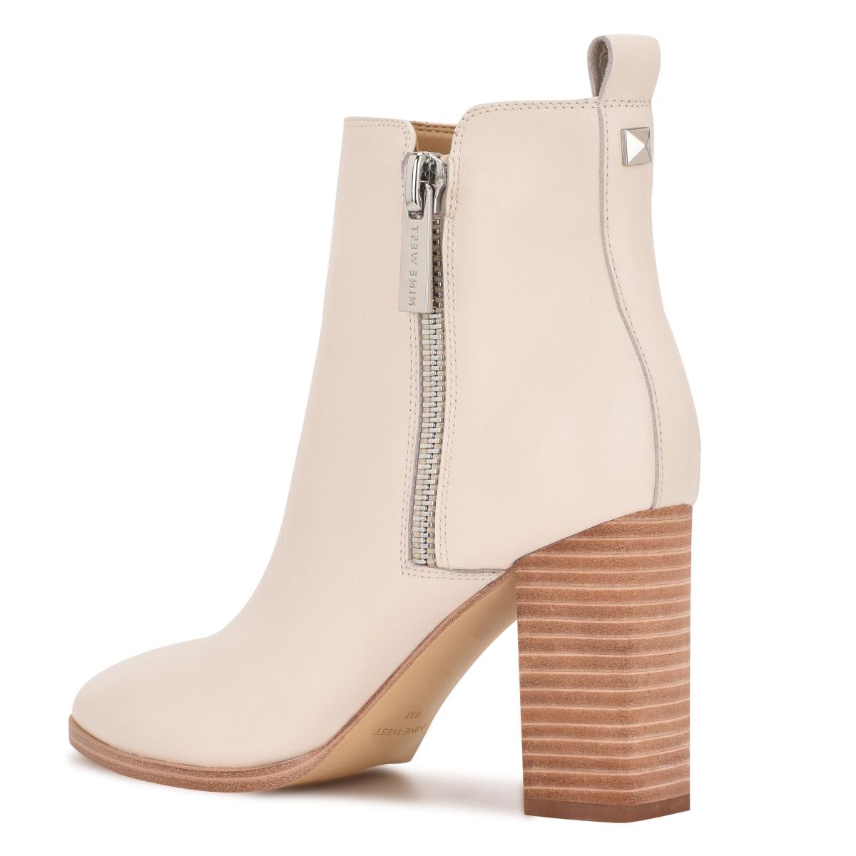 Nine West Dips Block Heel Booties Beige | DKJL63705