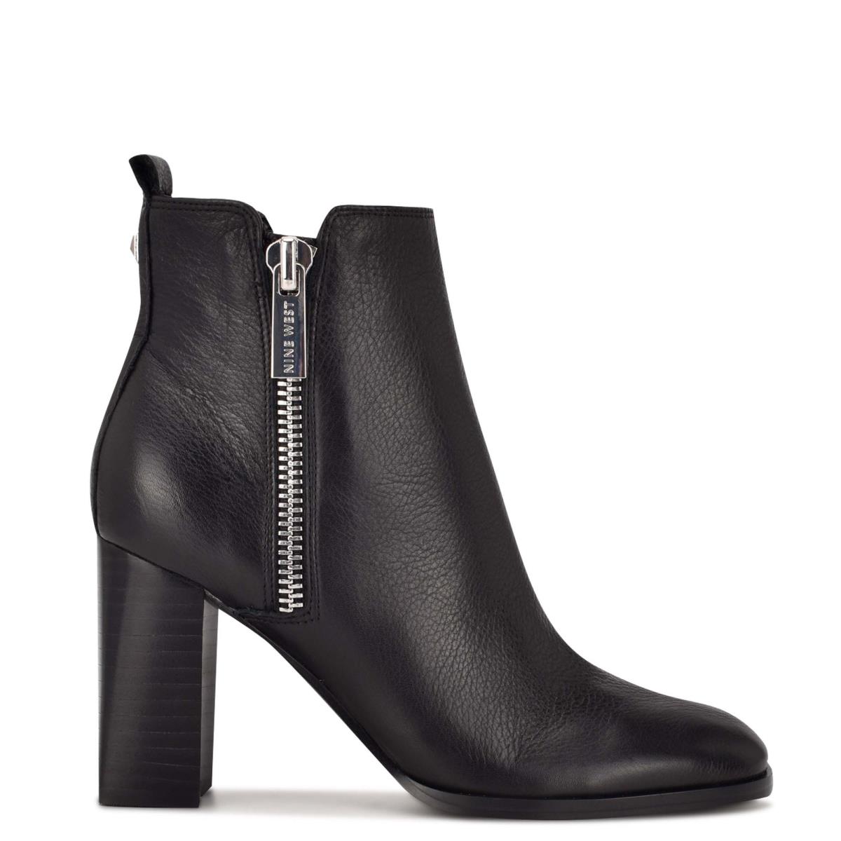 Nine West Dips Block Heel Booties Black | GDJI46798