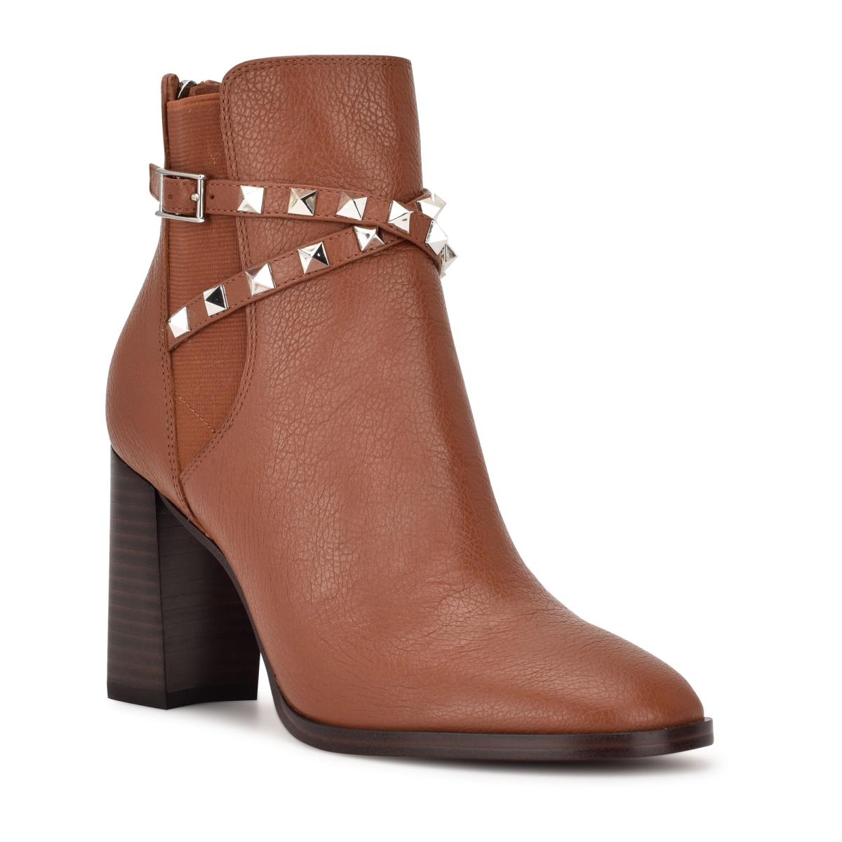 Nine West Donda Heeled Booties Coffee | ZUFV12936