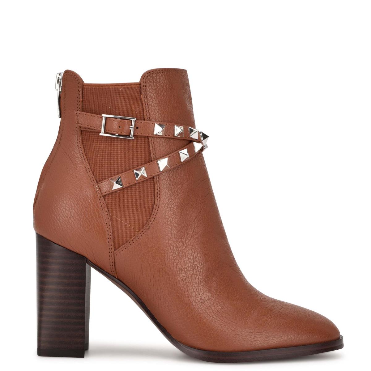 Nine West Donda Heeled Booties Coffee | ZUFV12936