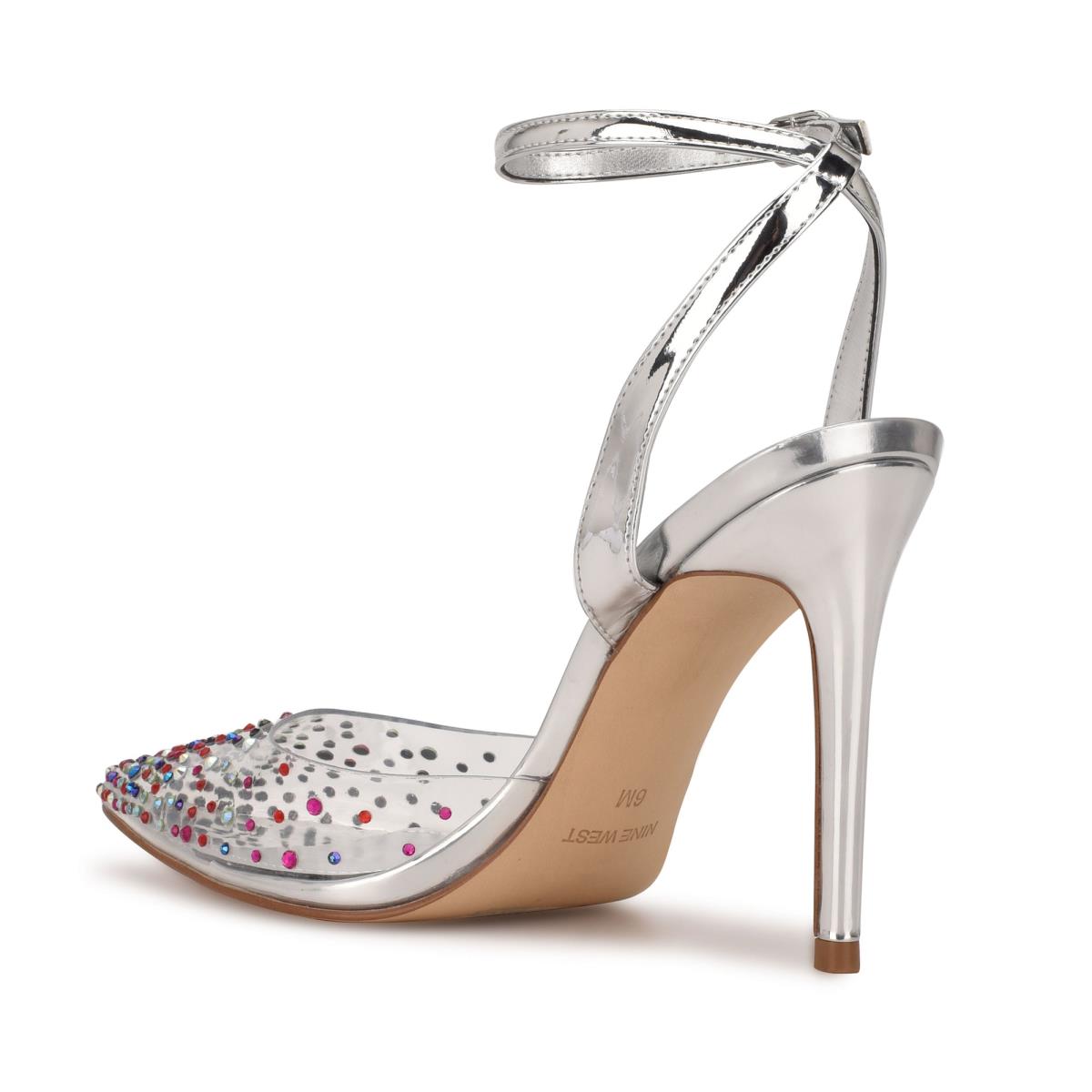 Nine West Foreva Ankle Strap Dress Pumps Silver | NLVD60839