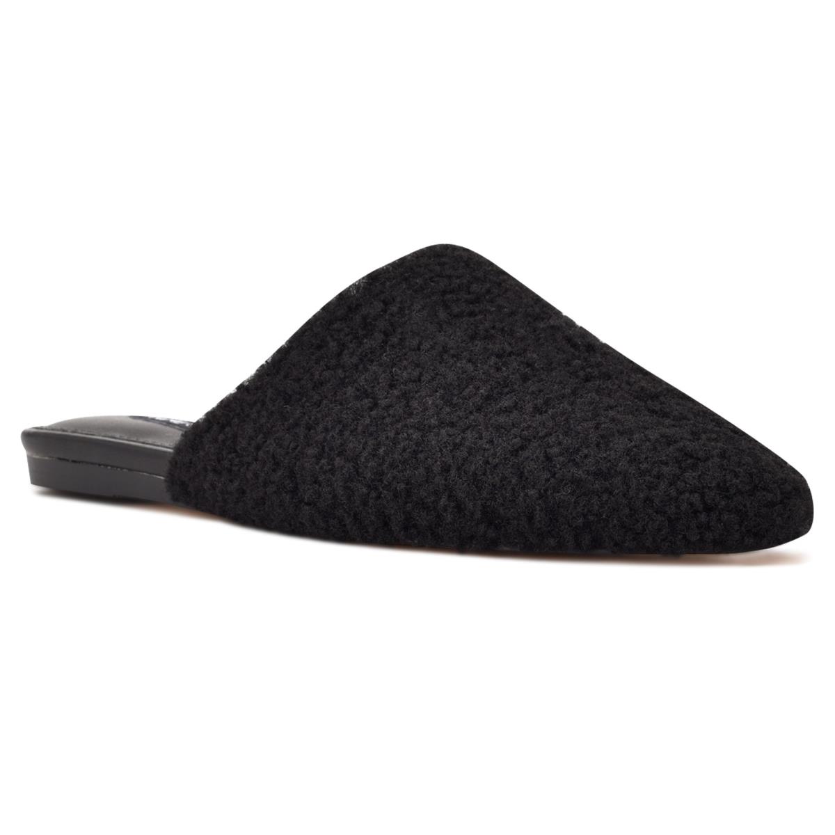 Nine West Furzy Pointy Toe Mules Black | VFNP79561