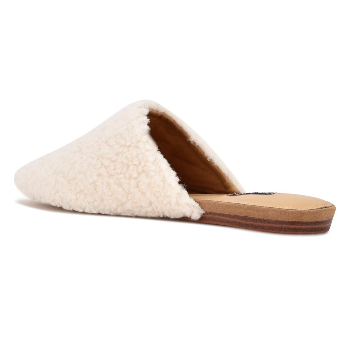 Nine West Furzy Pointy Toe Mules Cream | QJGZ73596