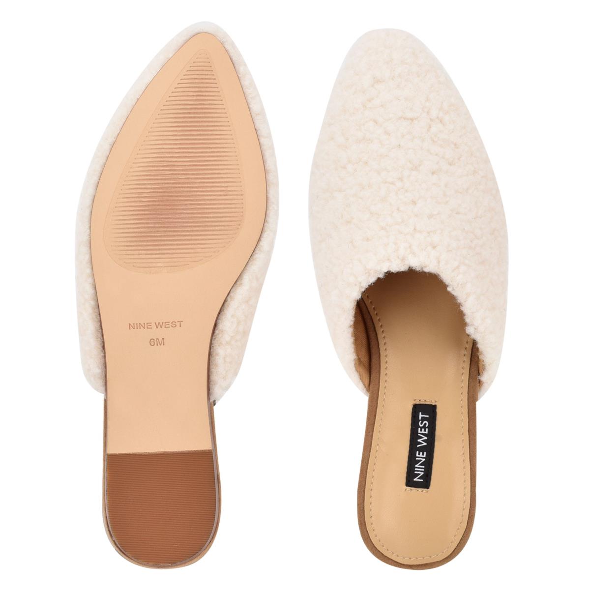 Nine West Furzy Pointy Toe Mules Cream | QJGZ73596