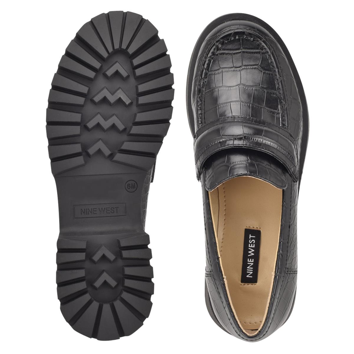 Nine West Garren Lug Sole Loafers Black | ZAXP30528