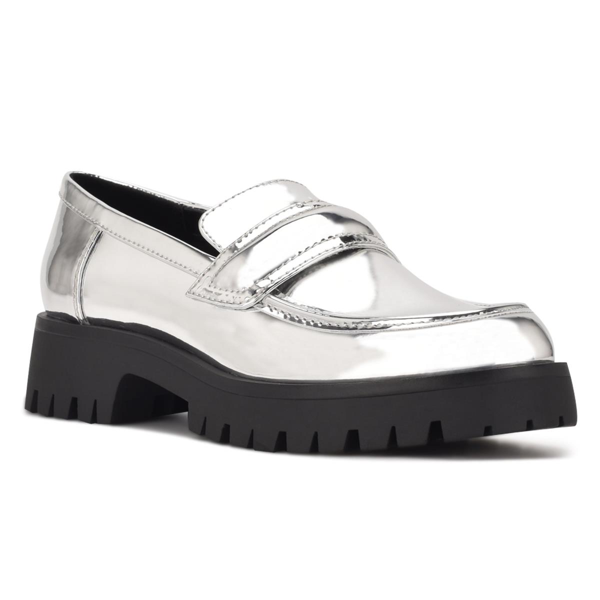 Nine West Garren Lug Sole Loafers Silver | GRBI24537