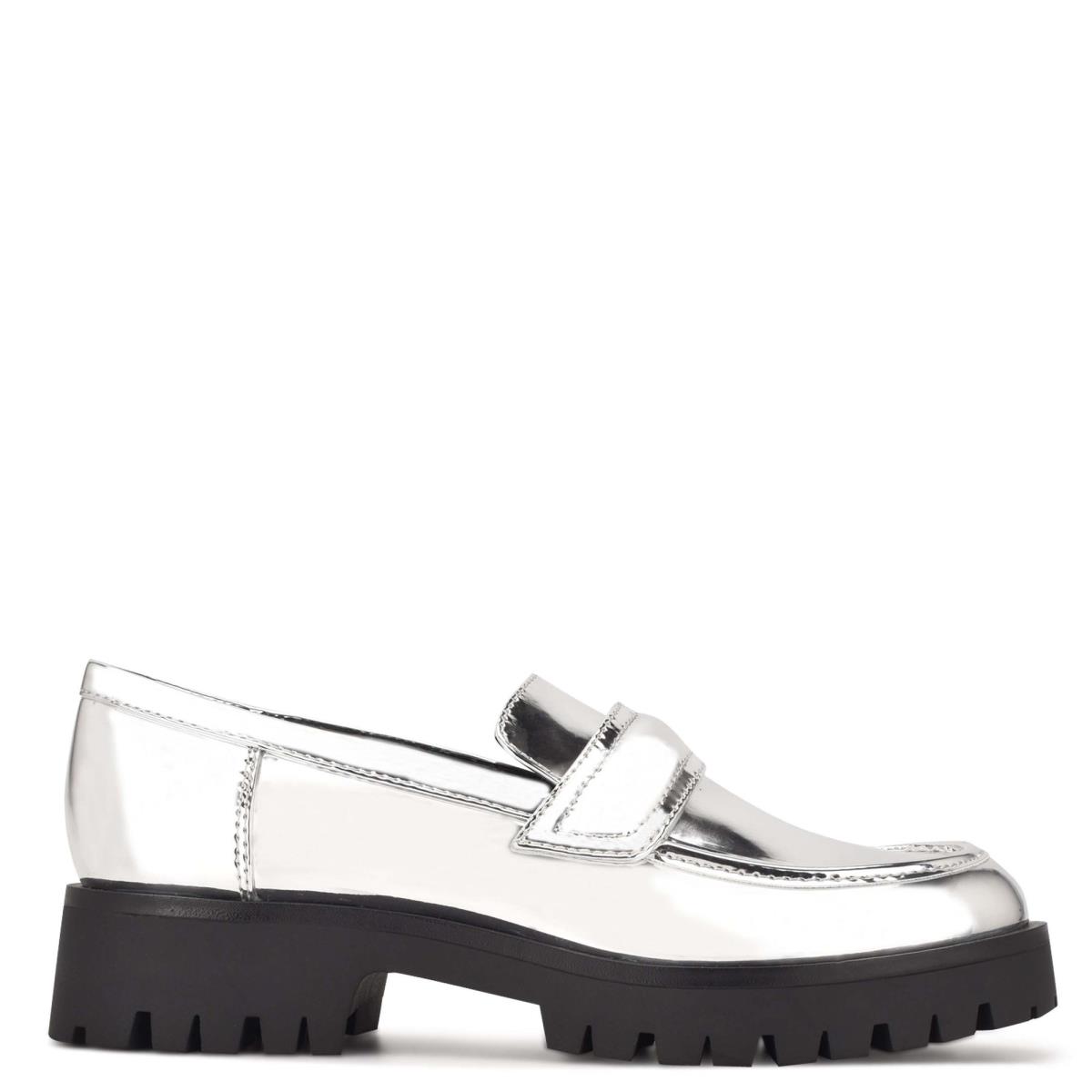 Nine West Garren Lug Sole Loafers Silver | GRBI24537